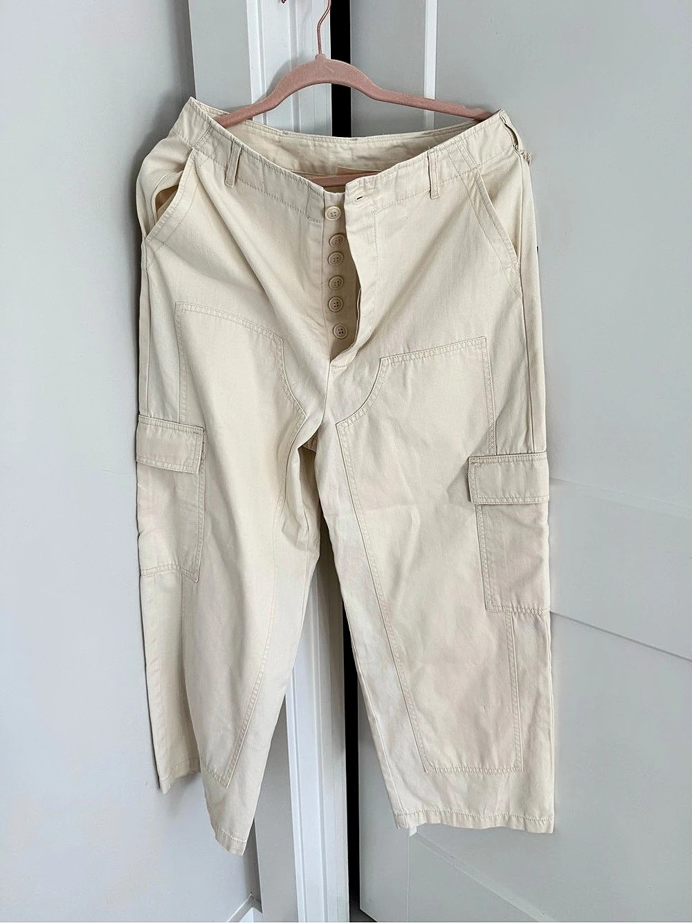 Universal Thread Women's High-Rise Utility Cargo Pants Cream Size 10